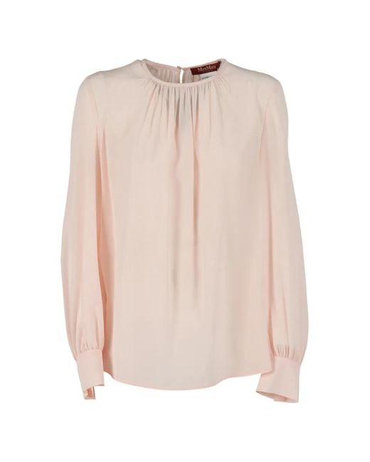 Max Mara Natural Gathered Blouse