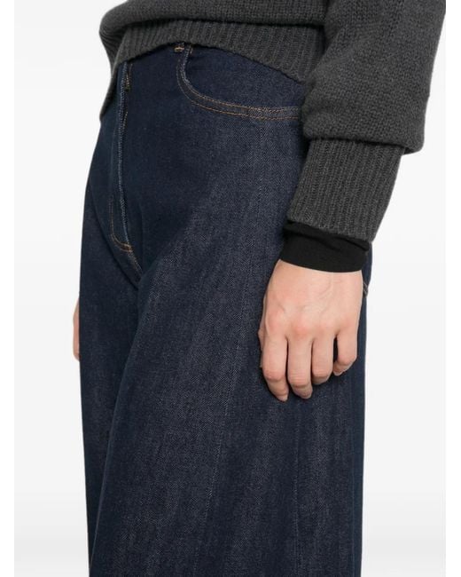 Thelatest Blue Pleated-Detail Wide-Leg Jeans