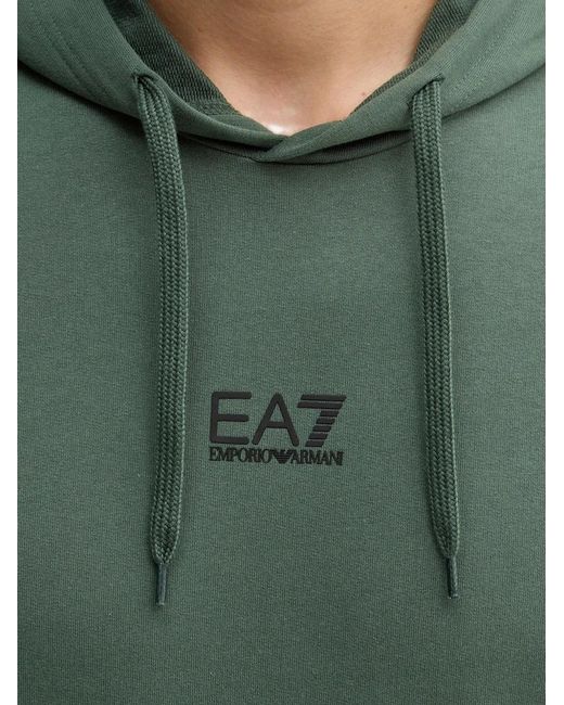 EA7 Green Drawstring Logo-Detail Hoodie for men