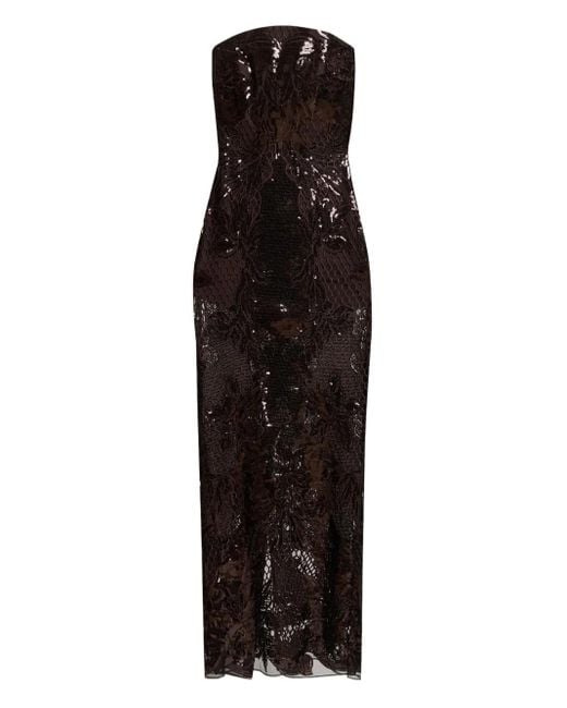 Elie Saab Black Lace-Detail Maxi Dress