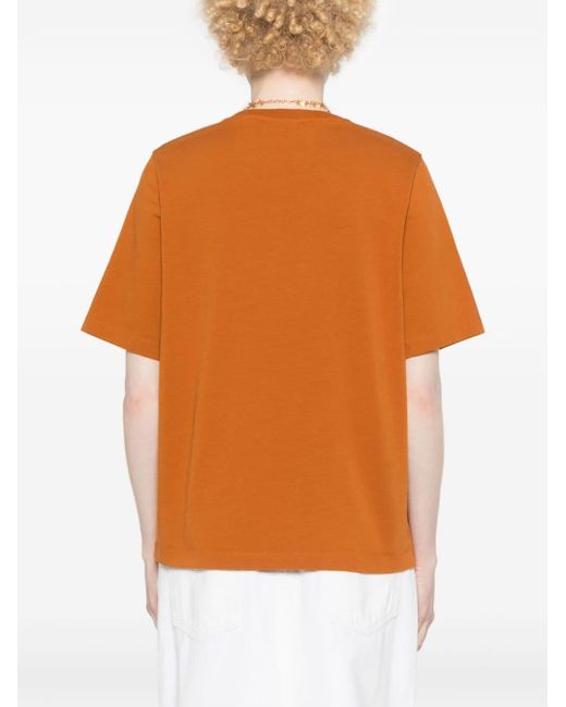 Maison Kitsuné Orange Fox-patch Cotton T-shirt