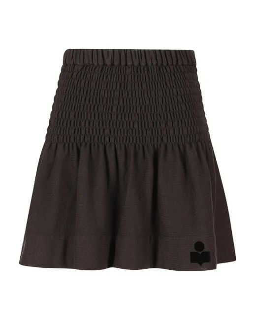 Isabel Marant Black Elastic-waist flared skirt
