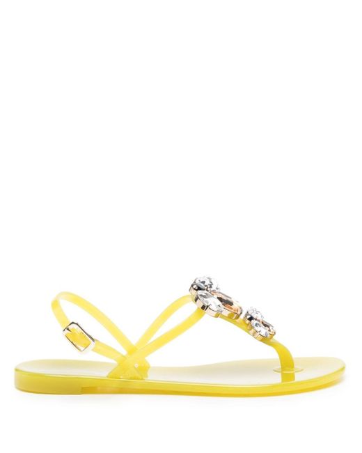 Casadei Yellow Jelly Crystal-embellished Sandals