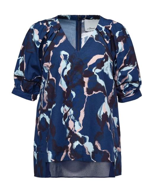 3.1 Phillip Lim Blouse Met Pofmouwen in het Blue