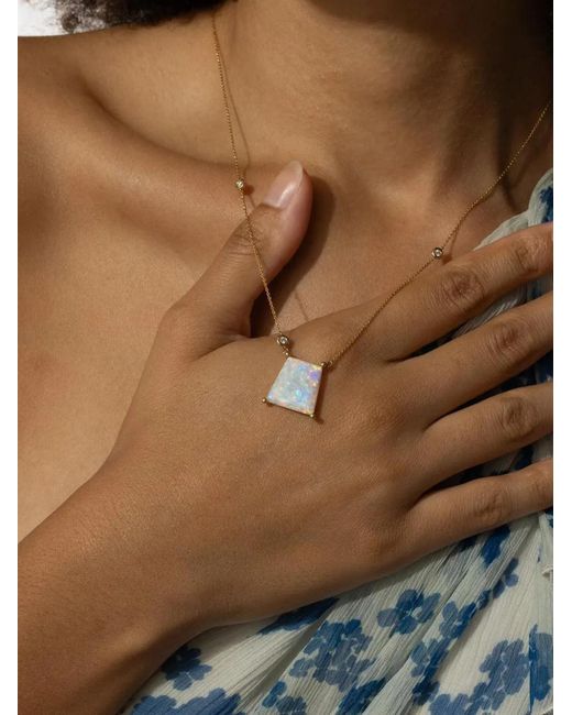 Lisa Nik Metallic Collier Australian En 18Ct Serti D'Opale
