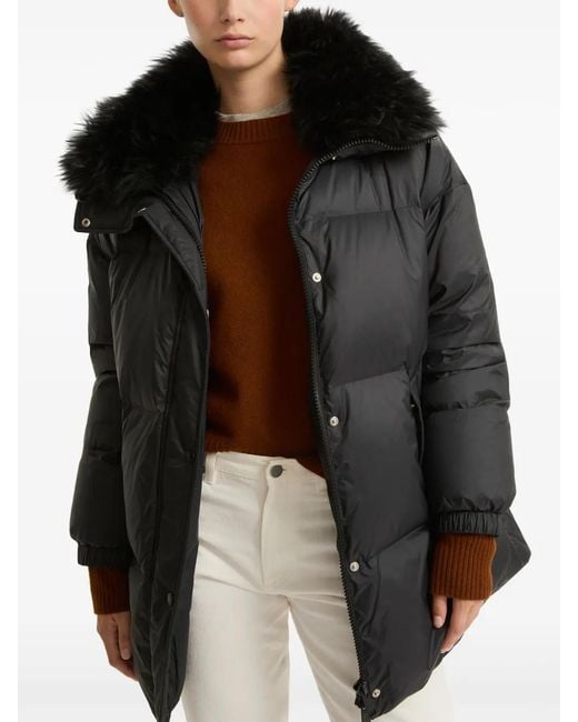 Yves Salomon Black Padded-Design Coat