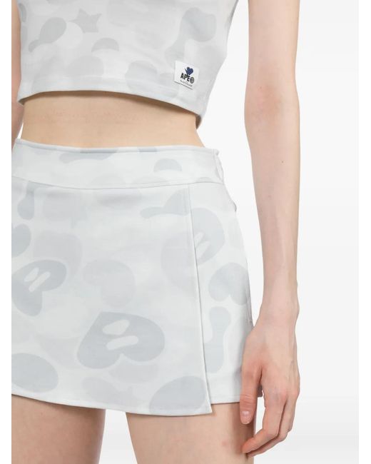 AAPE BY A BATHING AP White Camouflage-Print Skort