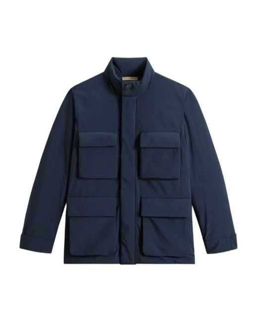 Woolrich Blue Multi-Pocket Padded Jacket for men