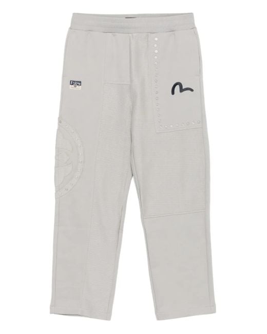Evisu Gray Logo-Embroidered Track Pants for men