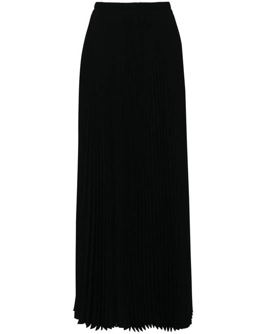 Styland Black High-Waist Pleated Midi Skirt