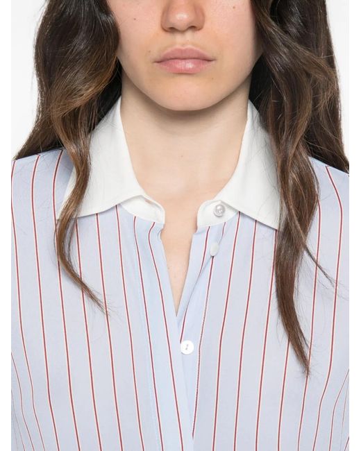 ERMANNO FIRENZE White Vertical-Stripe Long-Sleeve Shirt