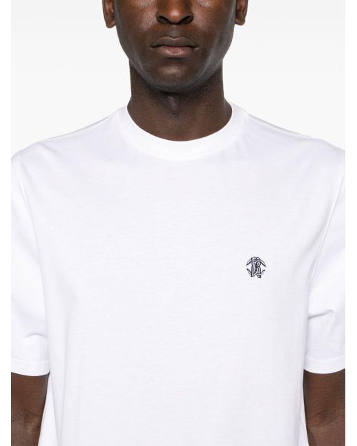 Camiseta con monograma bordado Roberto Cavalli de hombre de color White
