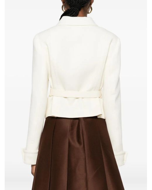 P.A.R.O.S.H. White Lara Belted Jacket
