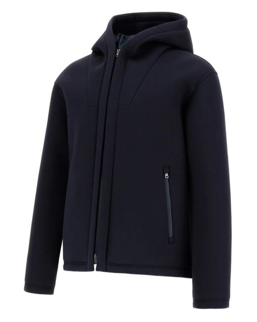 Herno Blue Hooded Zip-Front Jacket for men