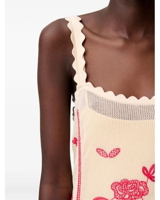 Claudie Pierlot Midi-Jurk Met Geborduurde Bloemen in het Pink