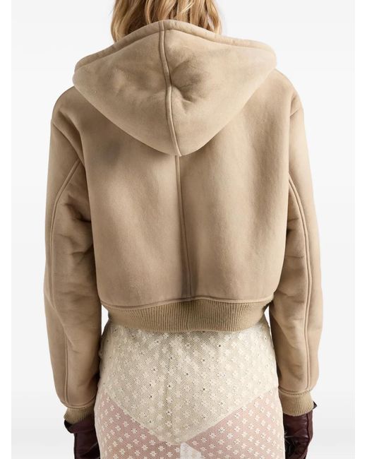 Prada Natural Hooded Shearling Jacket