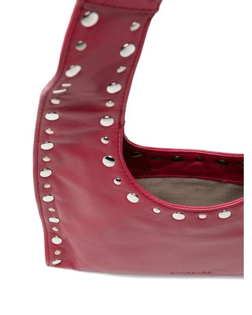 GIMAGUAS Red Mini Franca Studded Shoulder Bag