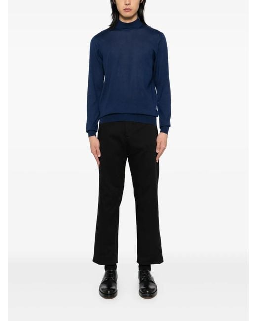 Fedeli Blue Mock Neck Jumper for men