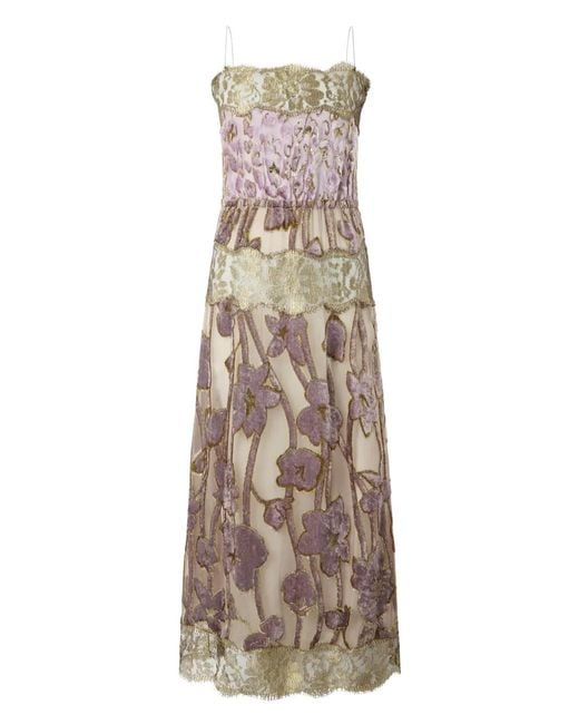 Roberto Cavalli Natural Floral-Pattern Lace Dress
