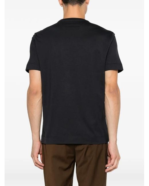 Zegna Black Logo-Embroidered Cotton T-Shirt for men
