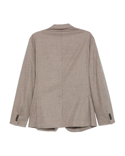 Corneliani Gray Notched-Lapels Pocketed Jacket for men