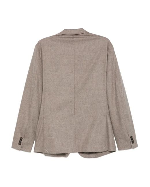 Corneliani Gray Notched-Lapels Pocketed Jacket for men
