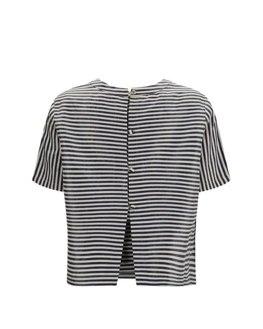 Cruna Gray Striped Button-Back T-Shirt