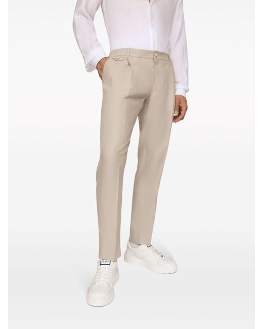 Dolce & Gabbana Natural Tailored Linen Trousers for men
