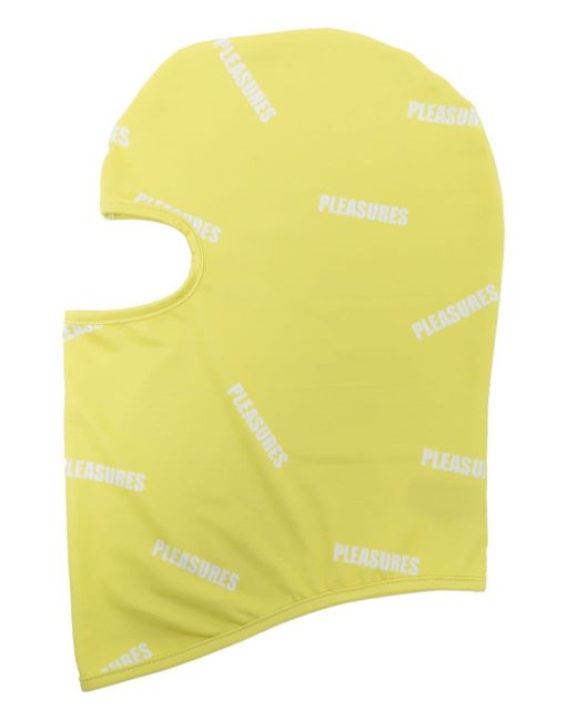 Pleasures Yellow Logo-print Stretch Balaclava for men