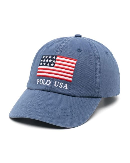 Polo Ralph Lauren Blue Flag-embroidered Baseball Cap