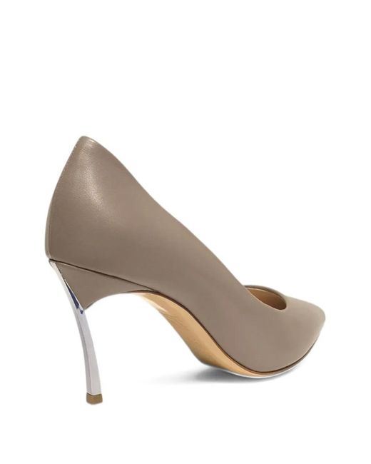 Casadei White 80Mm Samurai Blade Pointed-Toe Metallic-Heel Pumps