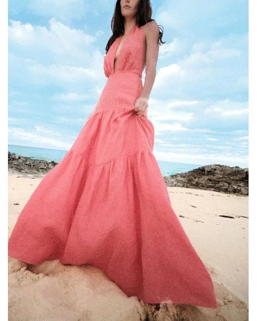 Vestido largo Twilight a capas Johanna Ortiz de color Red