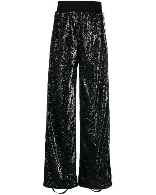 Adidas Black Sequin-embellished Stripe Trousers