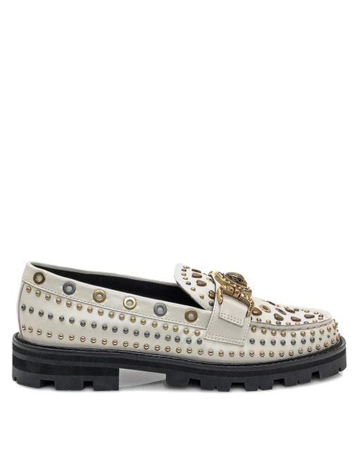 Kurt Geiger Gray Mansion Stud-Embellished Loafers