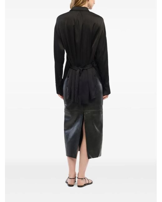 Another Tomorrow Black Button-Detail Shirt