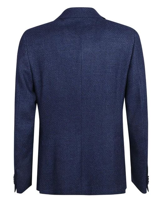 Zegna Blue Single-Breasted Wool Blazer for men