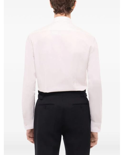 Fursac White Concealed-Placket Long-Sleeve Shirt for men