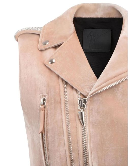 Giuseppe Zanotti Natural Amelia Crystal Velvet Gilet