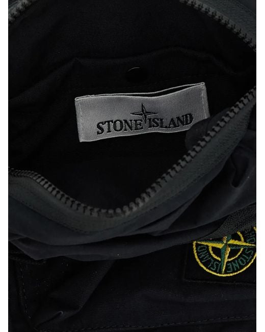 Stone Island Black Compass-Patch Shoulder Bag for men