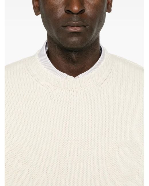 A.P.C. White Logo-Intarsia Ribbed-Knit Sweater for men