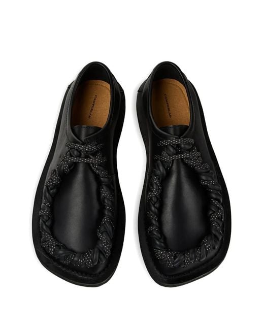 CAMPERLAB Black Eki Braided Leather Loafers