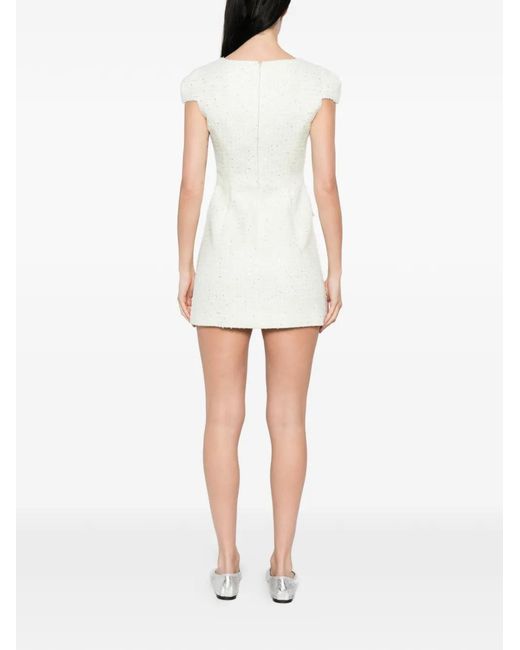 Self-Portrait White Sp Lime Boucle Mini Dress