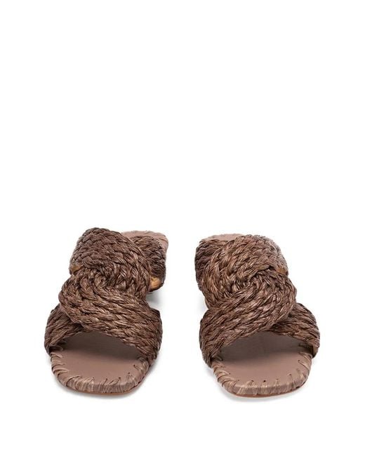 Castaner Brown Padme/258 Braided Raffia Flat Sandals