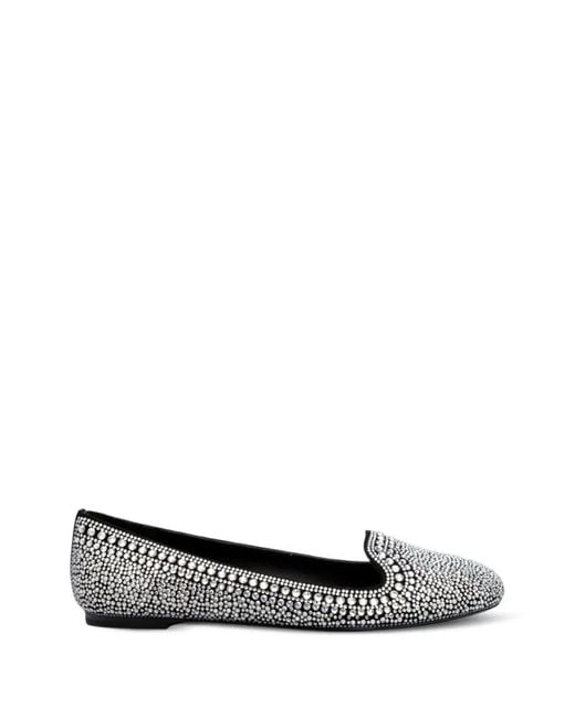 Kat Maconie White Ilke Crystal-Embellishment Ballet Flats