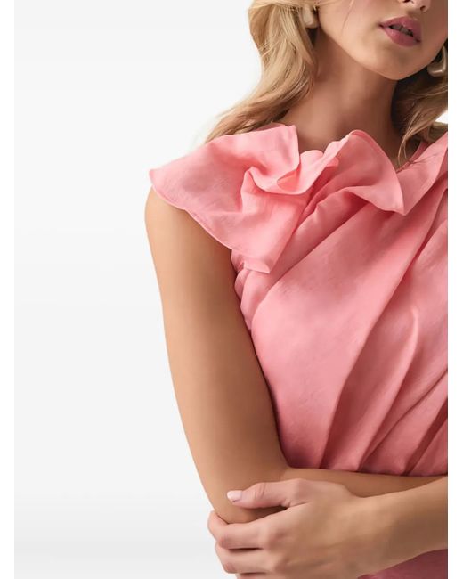 Aje. Pink Genesis Ruffled Midi Dress