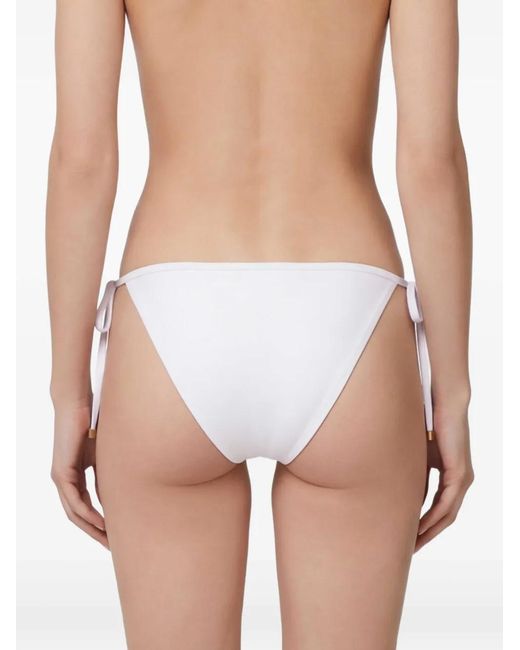 Dolce & Gabbana White Logo-Plaque Side-Tie Bikini Bottom