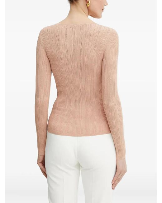Elisabetta Franchi White Ribbed Button-Front Cardigan