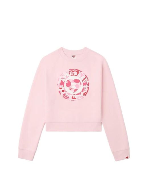 A Bathing Ape Pink Round Camo Heart-Print Sweatshirt
