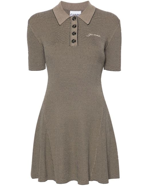 Ganni Ribgebreide Mini-jurk in het Gray