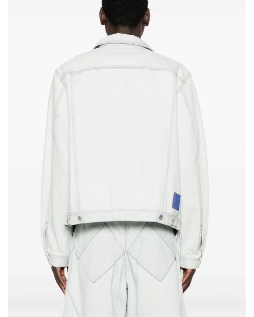 Marcelo Burlon White Denim Cargo Jacket for men